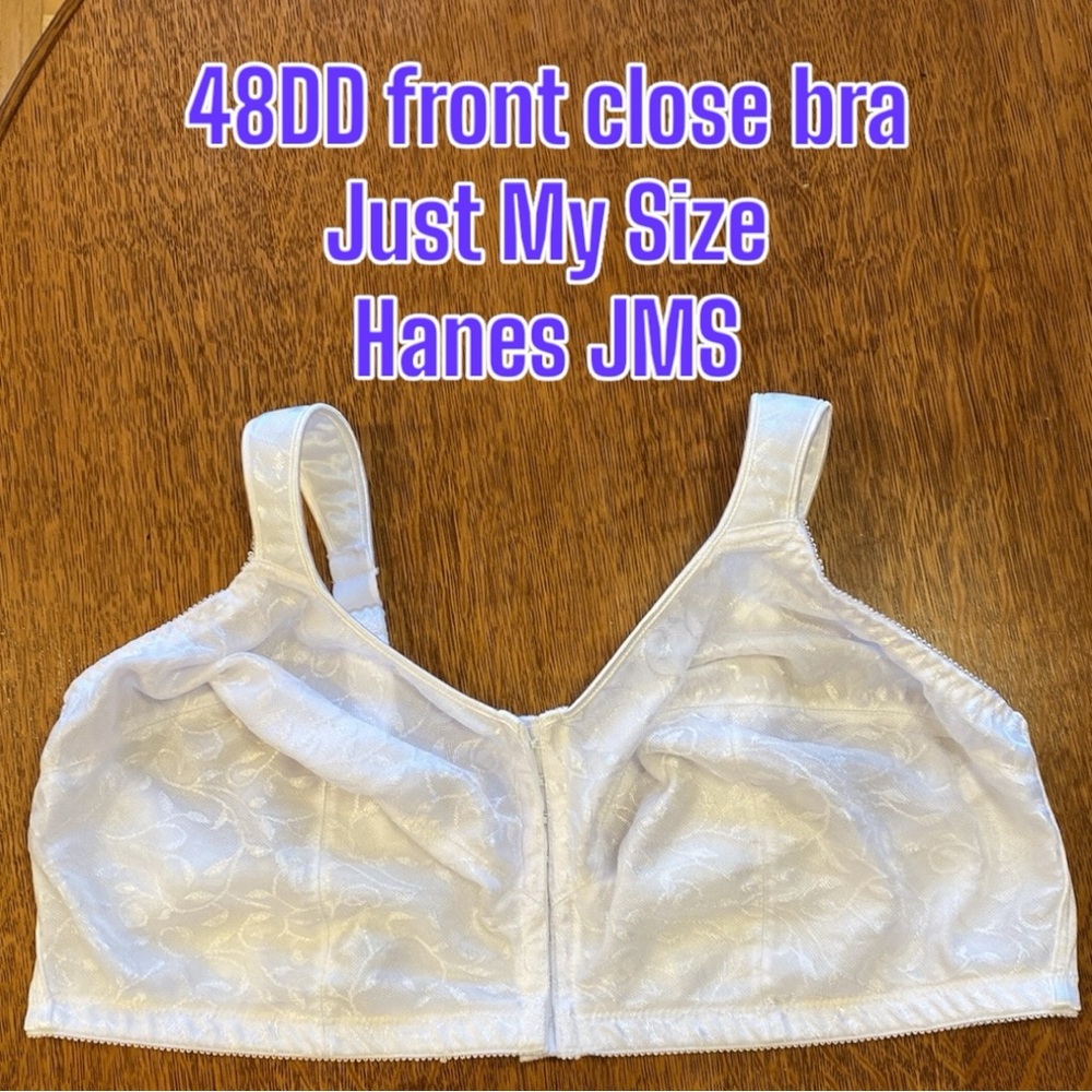 48E 48DD JMS Hanes Front Close 8 Hook Just My Size White Bra DD48/110